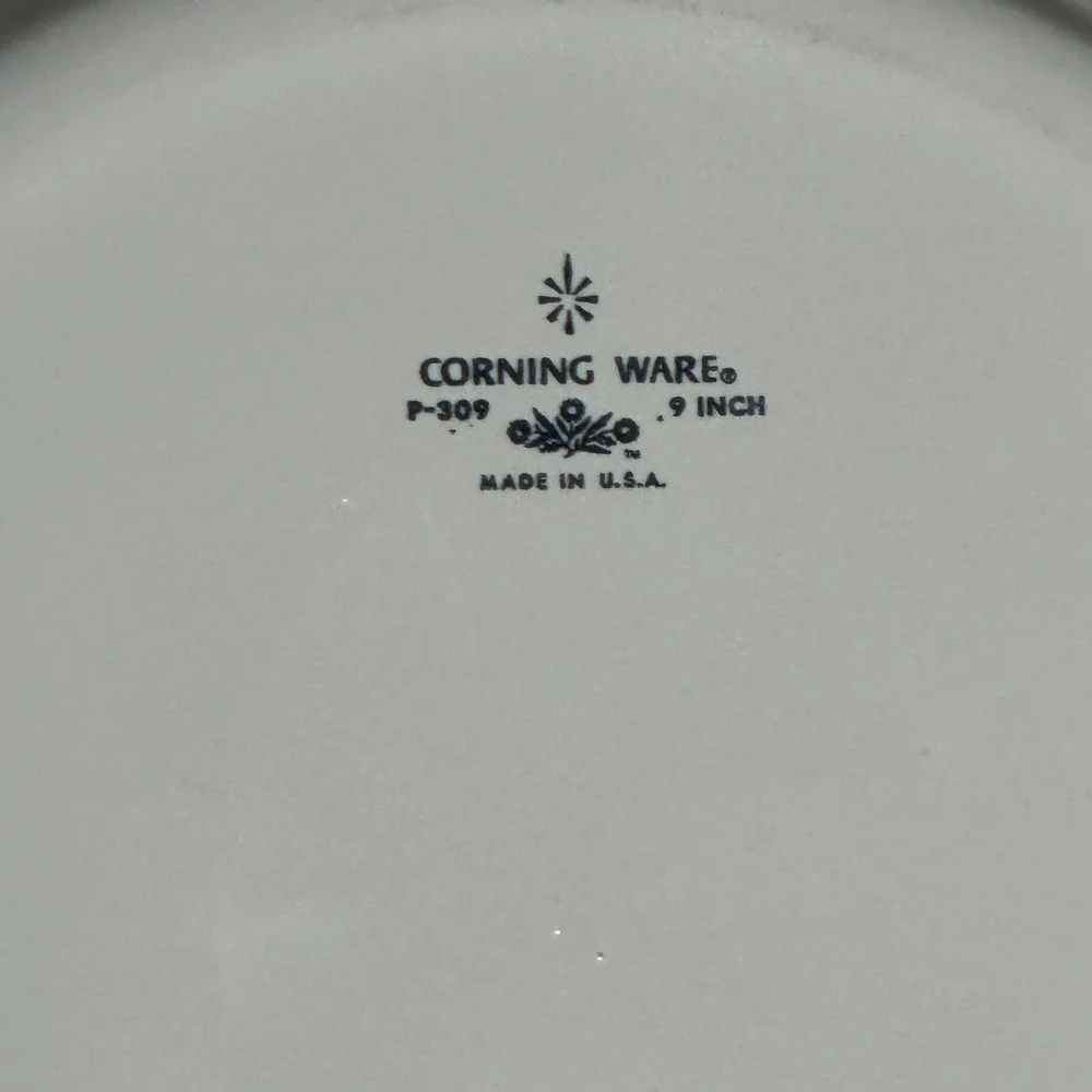 Vintage Corning Ware Blue Cornflower 9 Inch Corningware Pie Plate P-309 USA